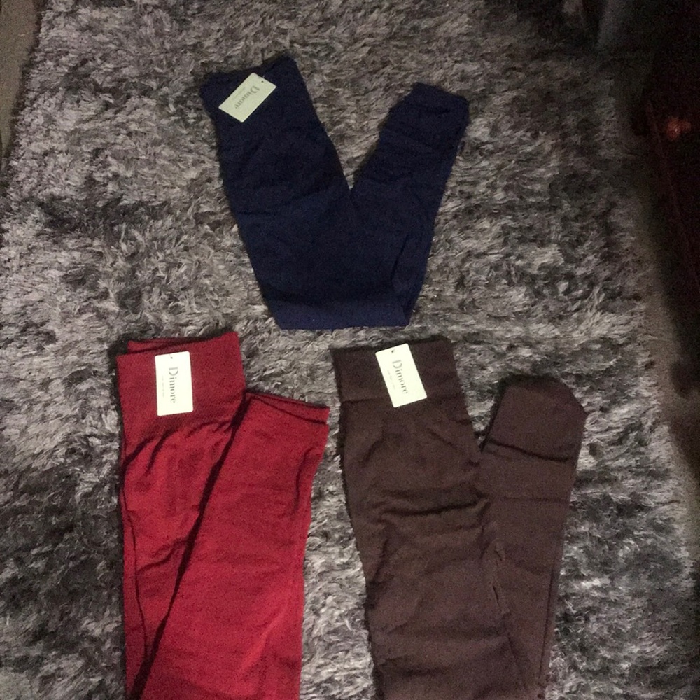 (3) Fleece Lined-High Waisted Leggings One Size